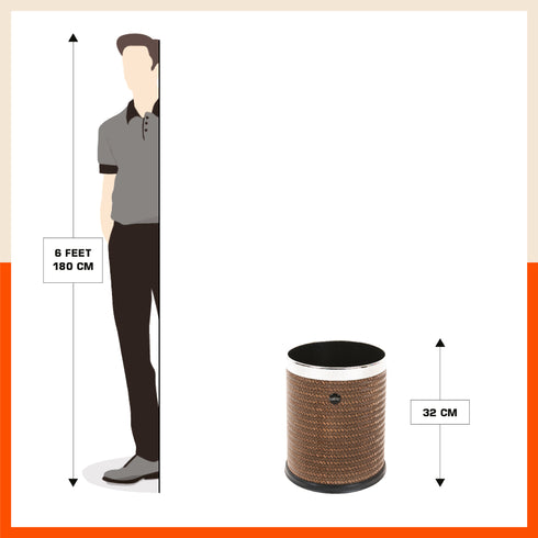 Bathla Eleganza Dustbin For Home - Brown Cane (8 L)